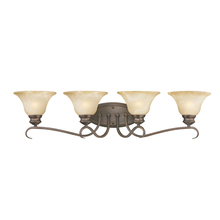  6005-BA4 RBZ - Lancaster 4 Light Bath Vanity in Rubbed Bronze with Antique Marbled Glass